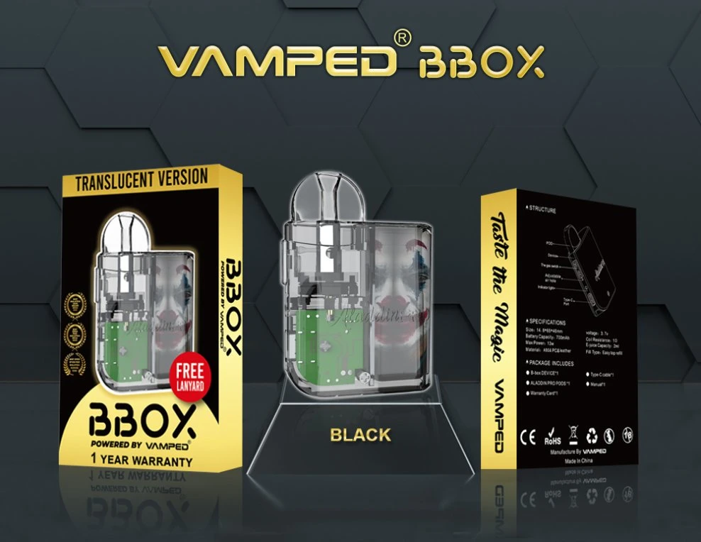 China Vape Factory Wholesale Vamped Aladdin PRO Bbox Pod Rechargeable Open System Vape Pod Ecig Starter Kit