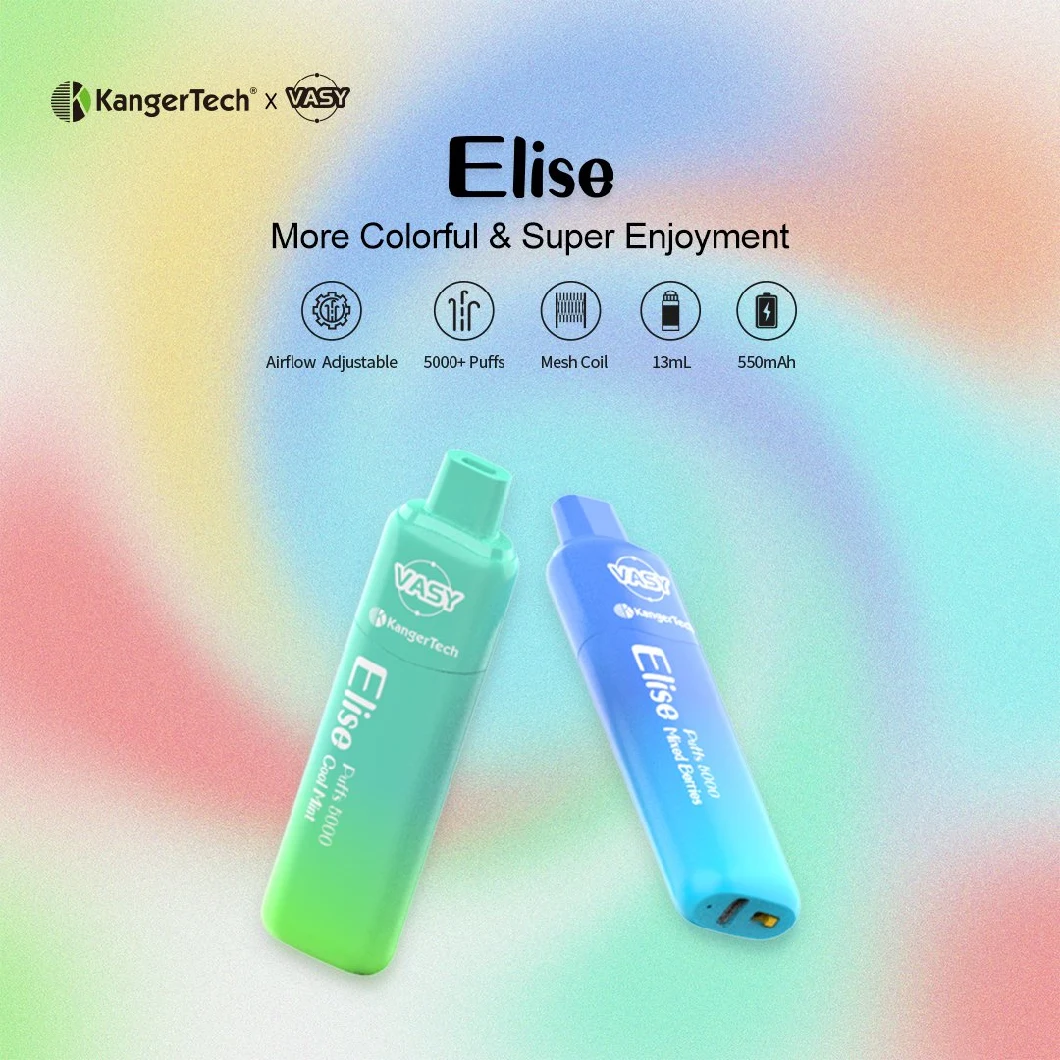 USA Hot Sale Rechargeable Disposable E-Cigarette Wholesale Kangert Vasy Elise 3000/3500/5000 Puffs with Zero Nicotine or 2% 5% Nicotine