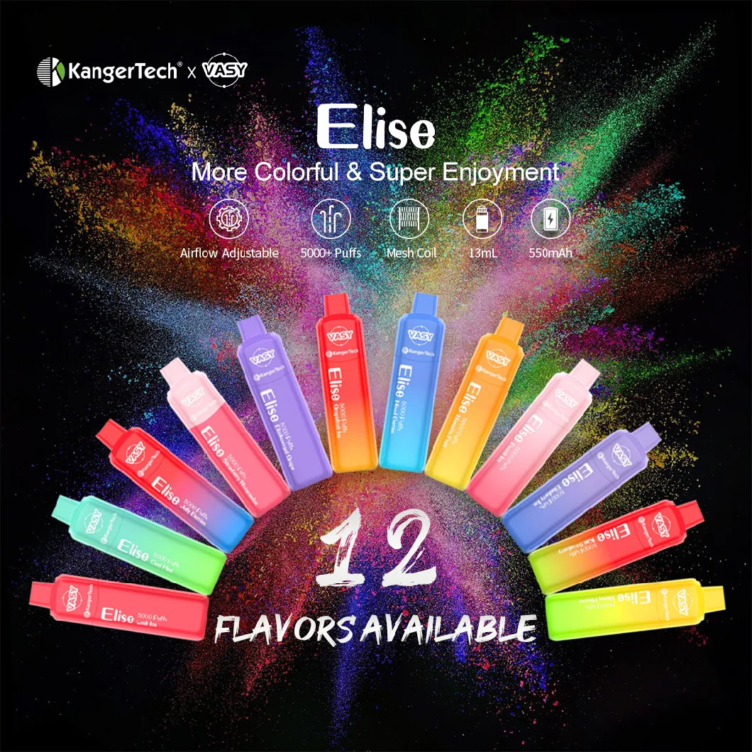 USA Hot Sale Rechargeable Disposable E-Cigarette Wholesale Kangert Vasy Elise 3000/3500/5000 Puffs with Zero Nicotine or 2% 5% Nicotine